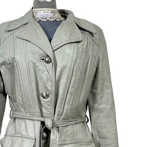 Gray Unisex VTG Trench Coat Jacket Belt wide Notched Lapel Made in USA New York